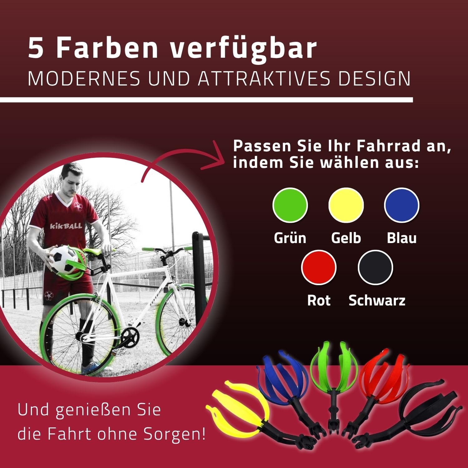Fahrrad-Ballhalter, Kindersicherheitsgerät für Kinder und Jugendliche, einfache Anbringung, geeignet für Fußball, Volleyball, Basketball, Rugby Ball