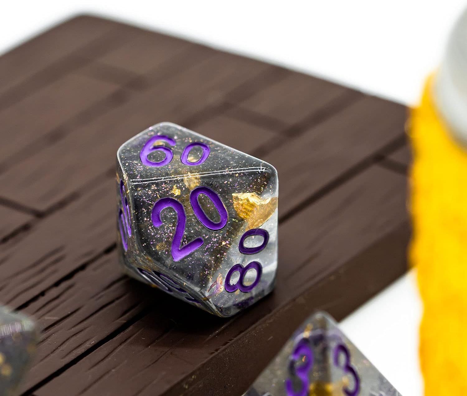 UDIXI Polyhedral DND Dice Sets Shimmer Gold Foil Dice for Dungeons and Dragons Pathfinder RPG MTG Table Gaming Dice - Gray