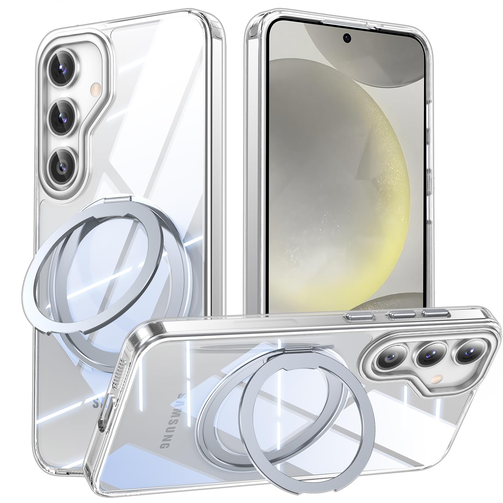 Amazon.co.jp: Galaxy S25 用 ケース MagSafe対応 360°回転スタンド