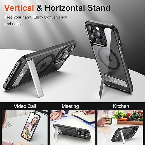 Miniatura 3 de SUPERONE Funda MagSafe para iPhone 14 Pro con soporte, funda magnética para teléfono con soporte delgado ajustable y parte trasera de policarbonato