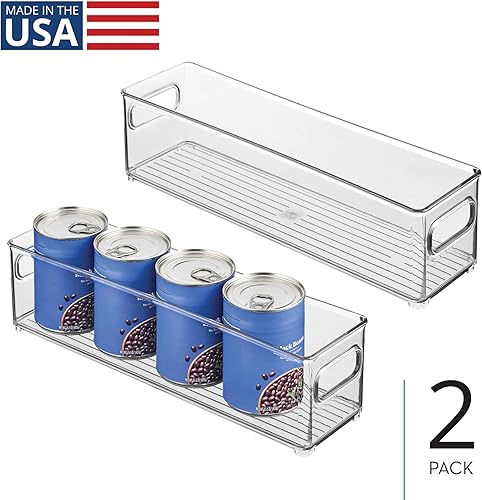 Miniatura 2 de iDesign - Contenedor apilable para refrigerador con asas, ideal para congelador o despensa, juego de 2, transparente, fabricado en Estados Unidos