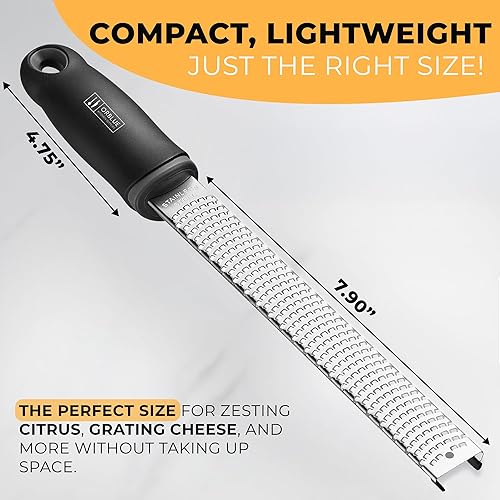 Miniatura 2 de Orblue Rallador de limón y queso Zester cítrico de primera calidad, rallador de cocina para parmesano, chocolate, frutas, verduras, jengibre, ajo,