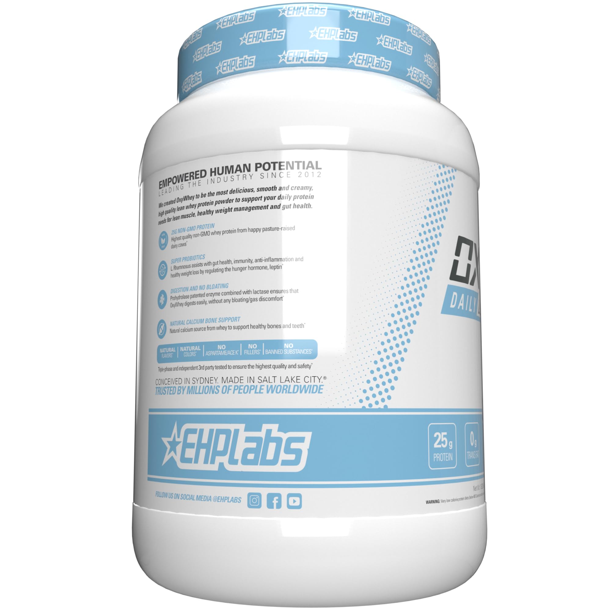 EHP Labs OxyWhey Whey Protein Isolate – 25g High Protein, Low Carb, Sugar Free Meal Replacement – Lean Whey Powder for Muscle Recovery – Non-GMO, Gluten Free – 25 Serves – Vanilla Ice Cream — Amazon image 9