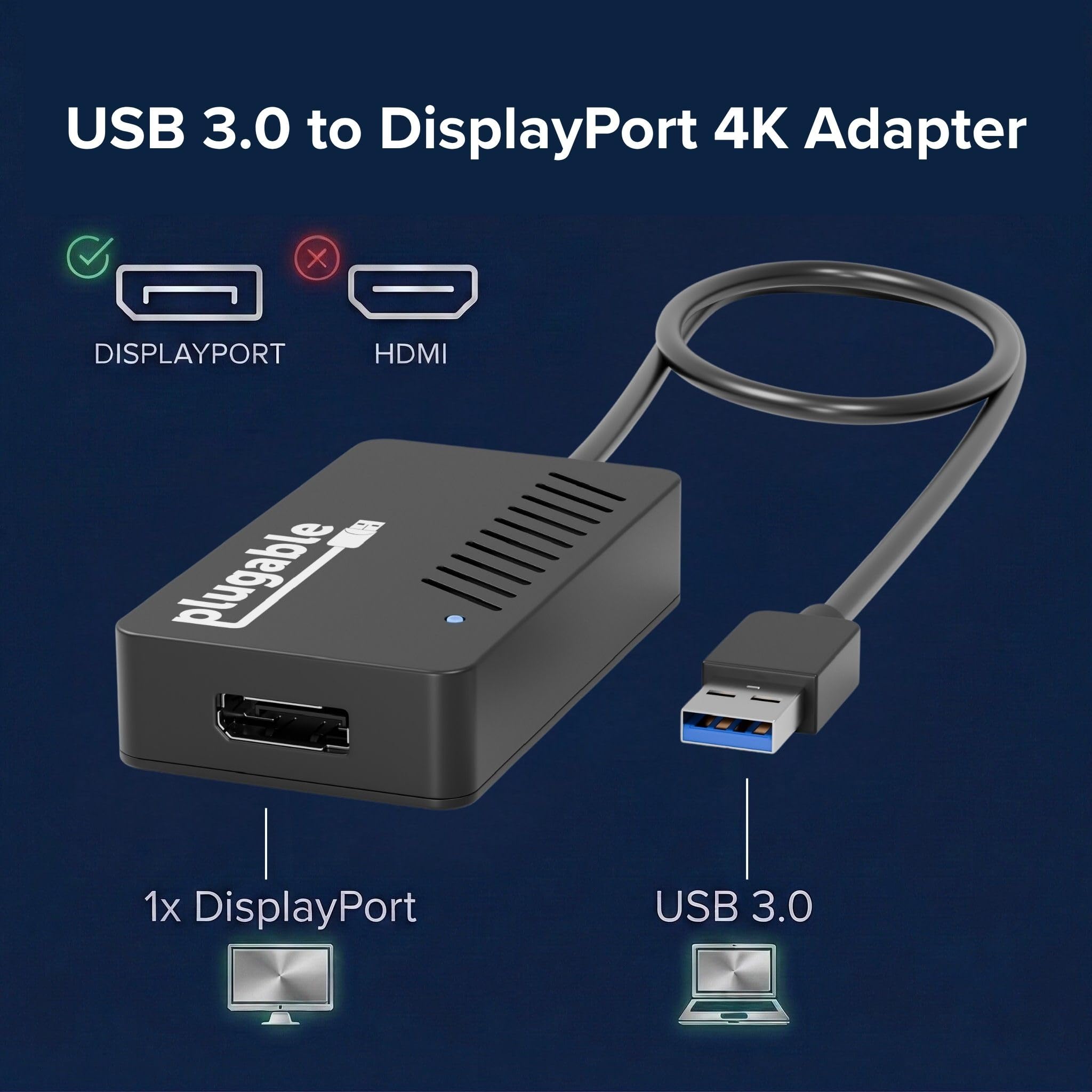 Amazon.com: Plugable USB 3.0 to DisplayPort 4K Video Graphics