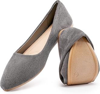 HEAWISH Women’s Black Flats Shoes Comfortable Suede Pointed Toe Slip On Casual Ballet Flats Dress Shoes Nude Flats