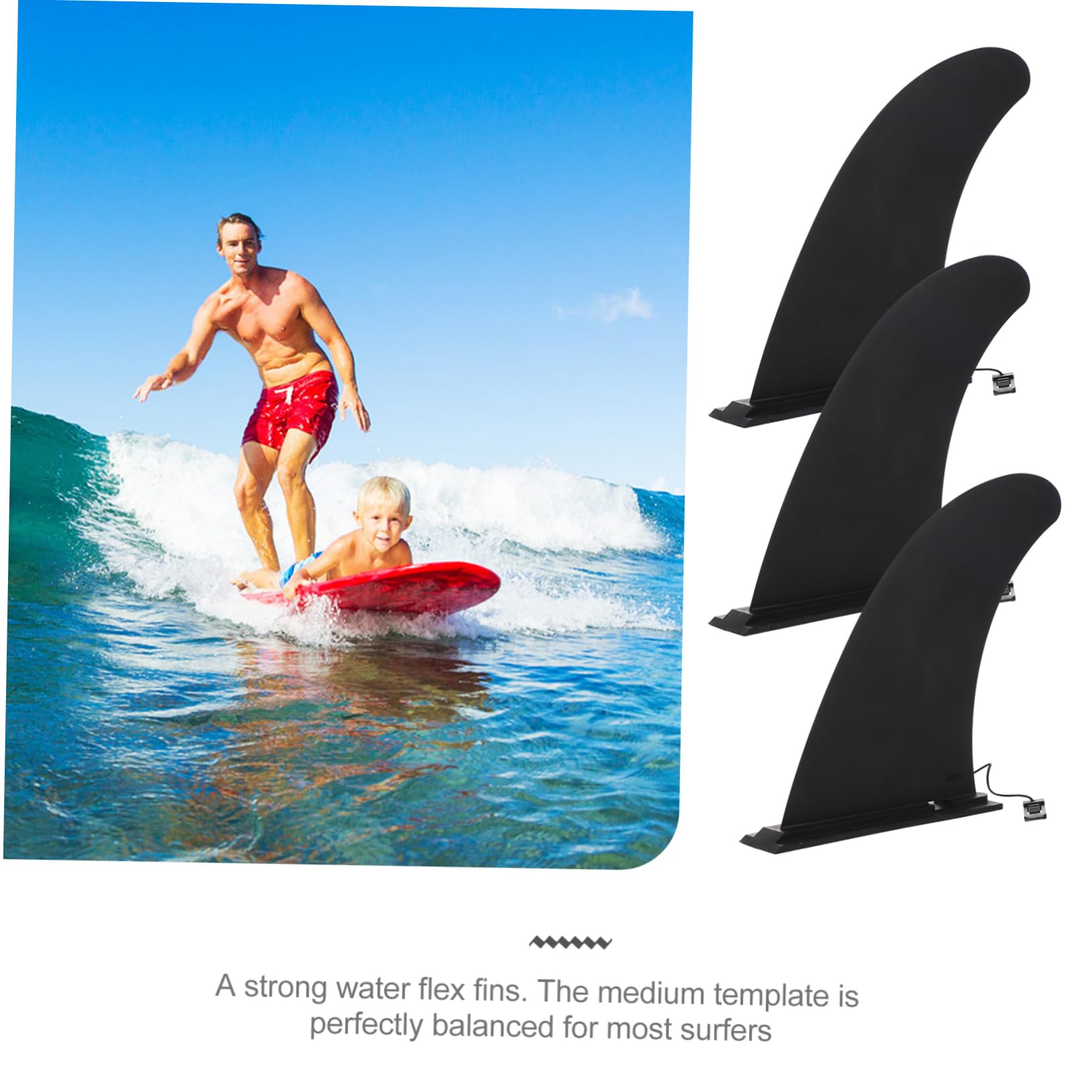 Toyvian 3 Pcs Aileron de Surf à Clip Renforcé pour Planche de Paddle et Longboard Système de Fixation Rapide