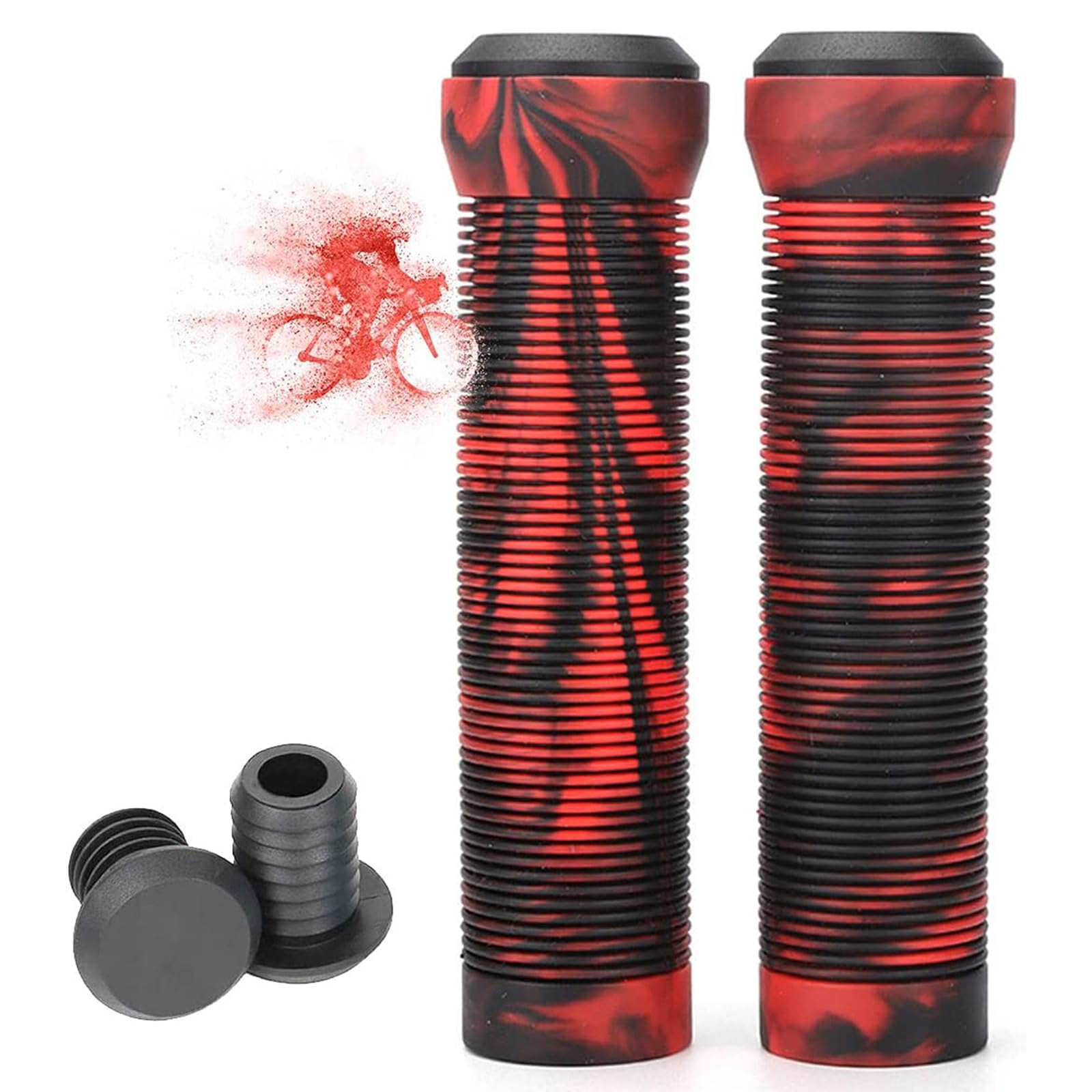 Puños Bicicleta Montaña Silicona, 1 par Ergonomicos Manillar de Bicicleta Puños, Suave Antideslizante, 22mm Mango Universal - para Bici de Montaña/MTB/BMX/Scooter