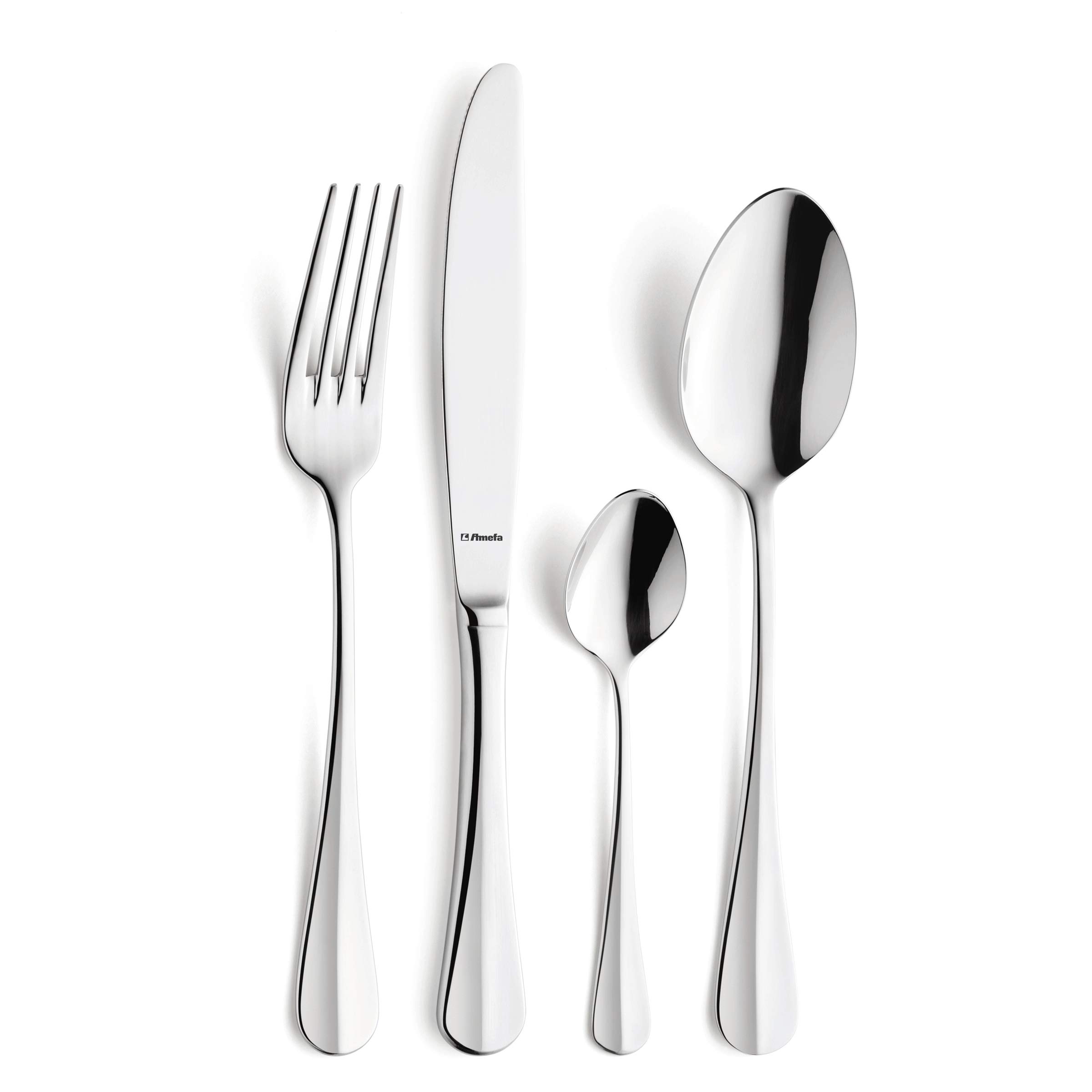 Amefa BAGUETTE Besteck Set für 6 Personen, Essbesteck 24 teilig, Edelstahl poliert & rostfrei, spülmaschinenfest, Tafelbesteck