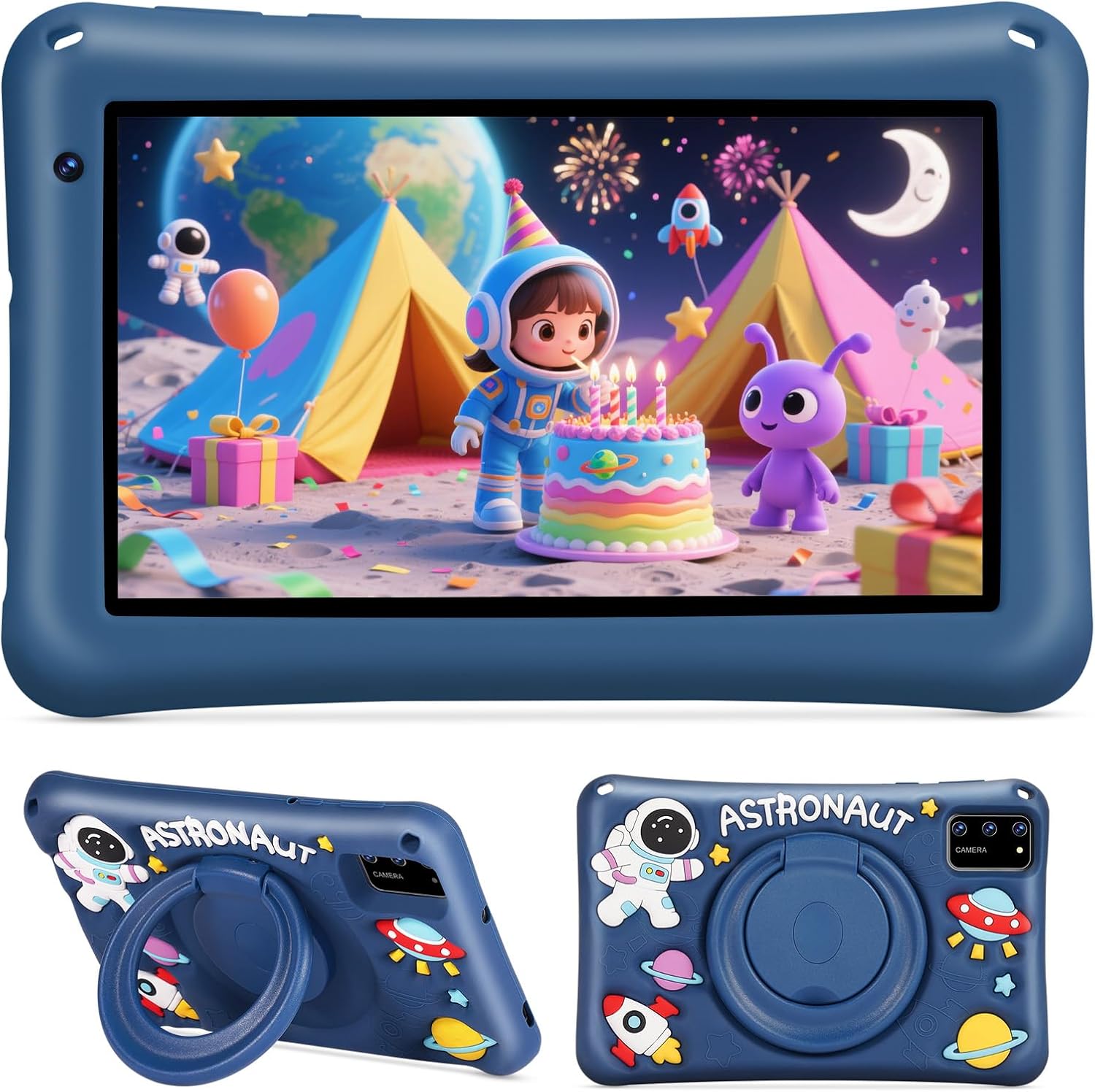 Kids Tablet 7 Inch with Shockproof Case Android 13 Octa-Core 8+64GB Wi-Fi 6, Parental Control Mode, Learning Gift for Boys & Girls-Blue