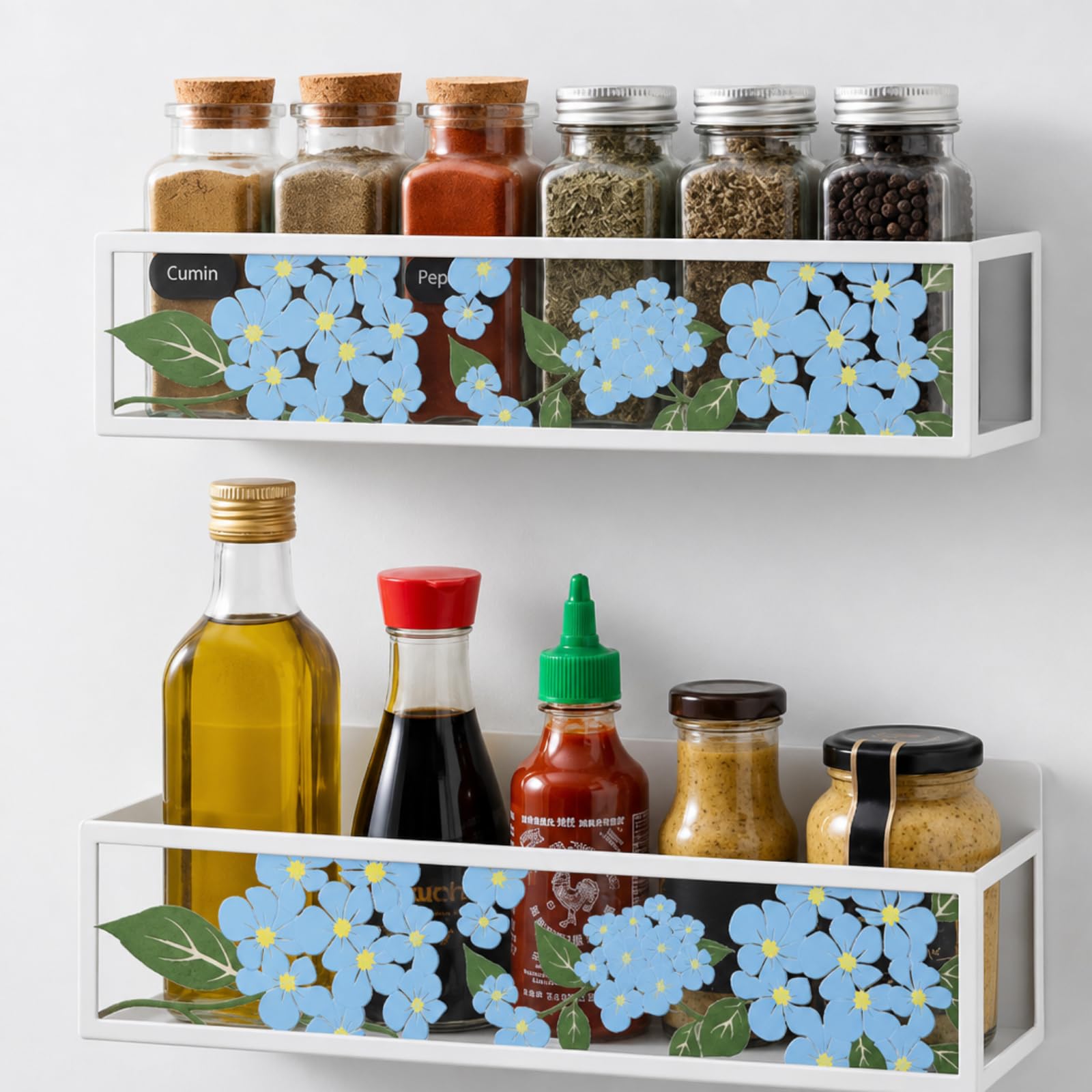 Amazon.com: Beeveer 2 Pack Hydrangea Magnetic Fridge Shelf Spice