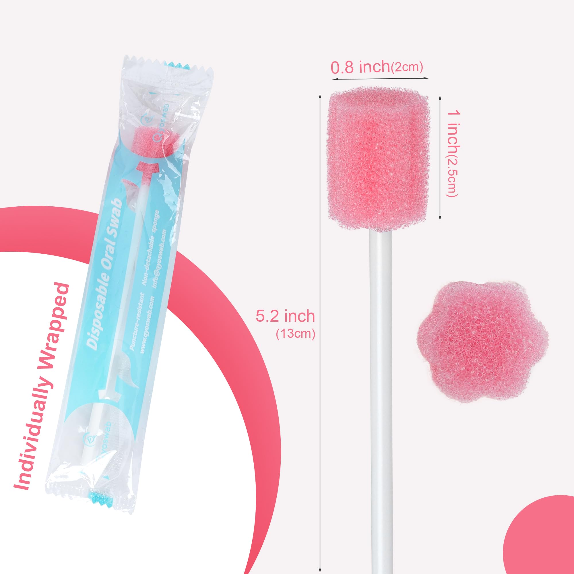 Safety Oral Care Swabs 100 PCS, Gum-Protective Mouth Swabs for Elderly, Individually Wrapped