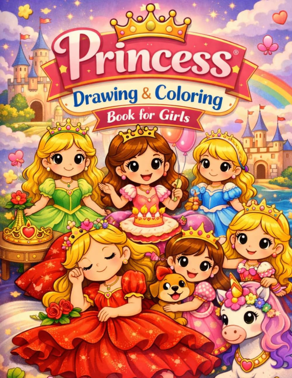 Princess Coloring Book for Children: Cute Princesses, Castles, Crowns, and Magical Adventures – Fun & Easy Coloring Pages for Girls Ages 3-15