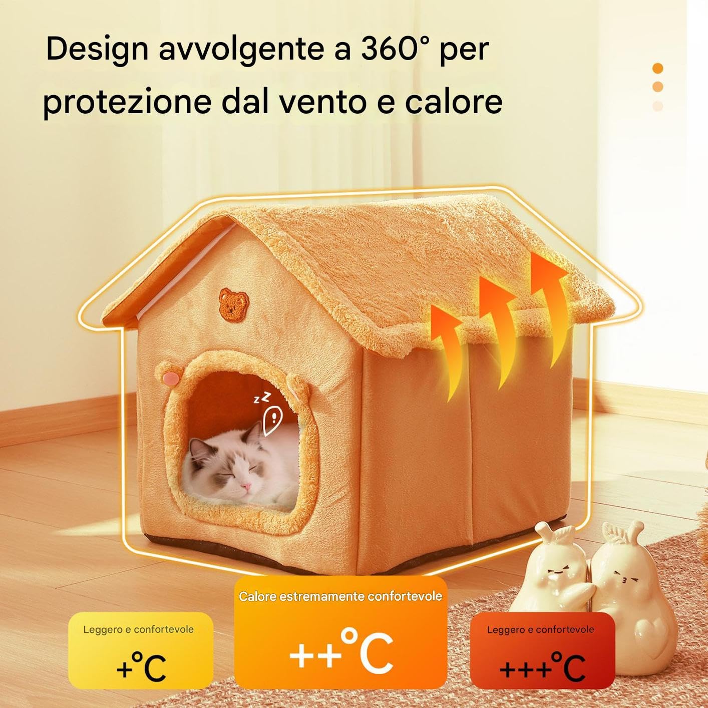 Cama Cueva para Gatos Plegable Con Cojín Extraíble | Cálido Y Para Gatos Y Cachorros Para Gatitos Cachorros Dormir Invierno Dormitorio Sala Balcón Apartamento Decoración