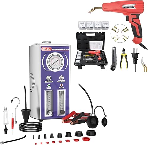 BELEY Máquina de humo, detector de fugas EVAP automotriz y kit de reparación de parachoques de coche BELEY engrapadora caliente herramientas de