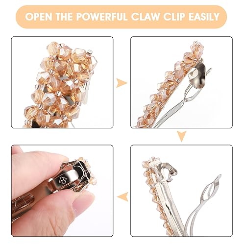 Miniatura 3 de Paquete de 7 pasadores elegantes para el cabello pinzas para el cabello con diamantes de imitación de cristal con purpurina brillante estilo francés