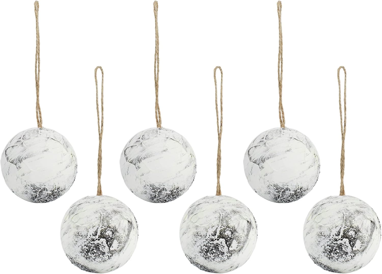 Auldhome Birch Ball Christmas Ornaments (Set of 6, 3.5Inch