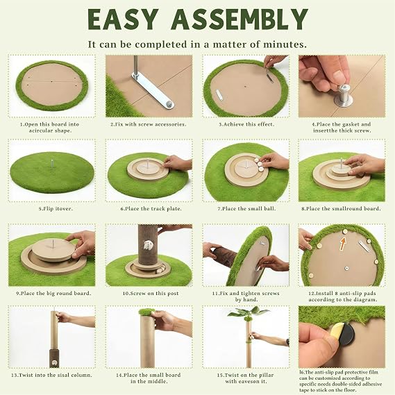 Cat Scratching Post 93CM Tall Cat Scratcher with Premium Sisal Rope | Sisal Scratching Posts for Indoor, Includes Wooden Ball & Interactive Toys, for Kittens & Adult Cats, Healthy Claw Care