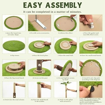 Cat Scratching Post 93CM Tall Cat Scratcher with Premium Sisal Rope | Sisal Scratching Posts for Indoor, Includes Wooden Ball & Interactive Toys, for Kittens & Adult Cats, Healthy Claw Care