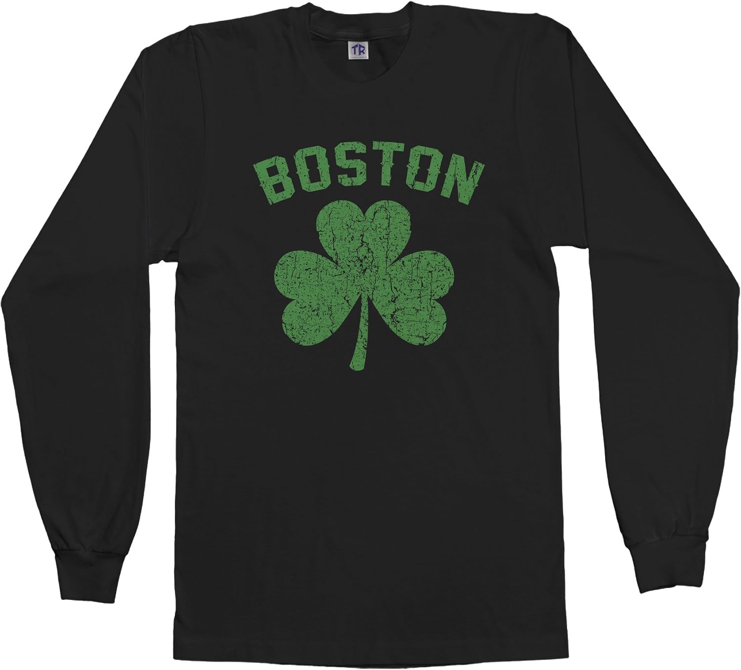 Threadrock Men's Green Boston Shamrock Long Sleeve T-Shirt
