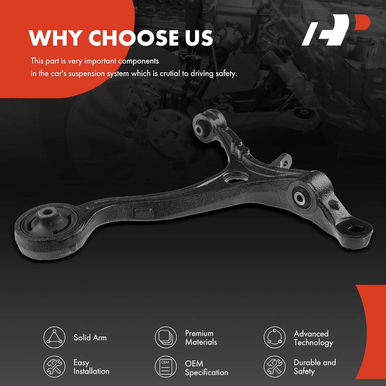 A-Premium Front Left Lower Control Arm, with Bushing, Compatible with Honda Accord 2008-2012, Acura TSX 2009-2014