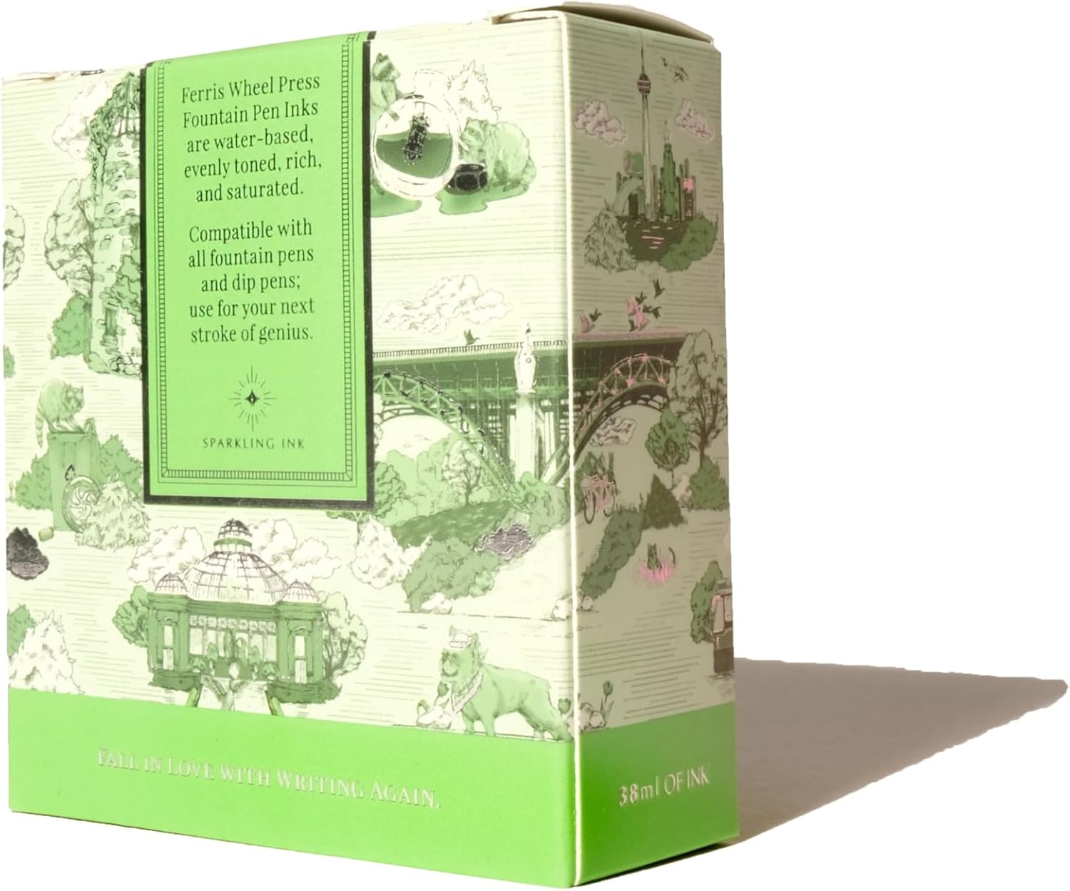 Ferris Wheel Press Ink, Everyday Ink Collection, Down the Don Valley, Leaf Green with Green Shimmer, 38ml Fountain Pen Ink Bottle