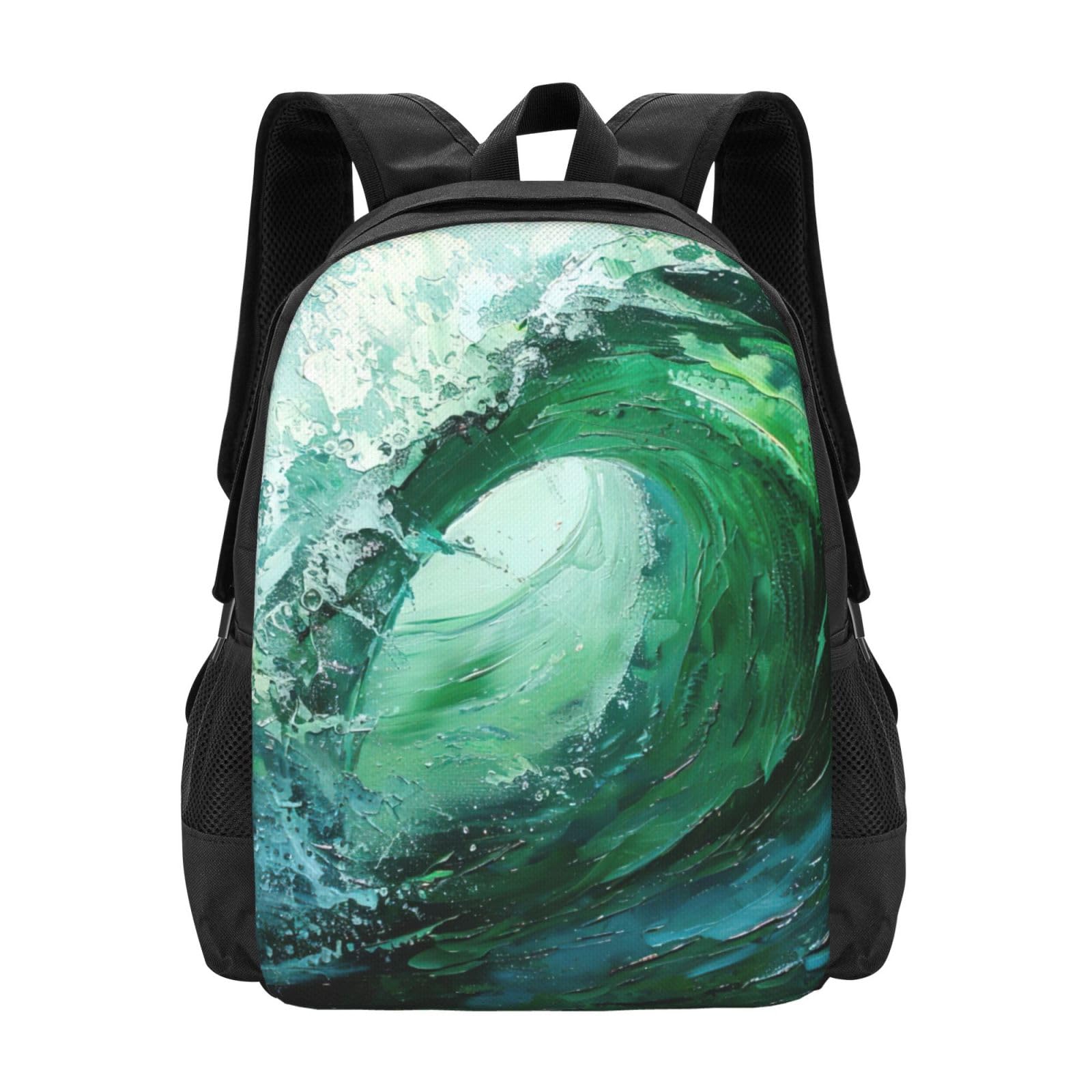 JIUTY Ocean Green Wave - Mochila de surf para la universidad, resistente, para viajes, negocios, escuela secundaria, viajes al aire libre