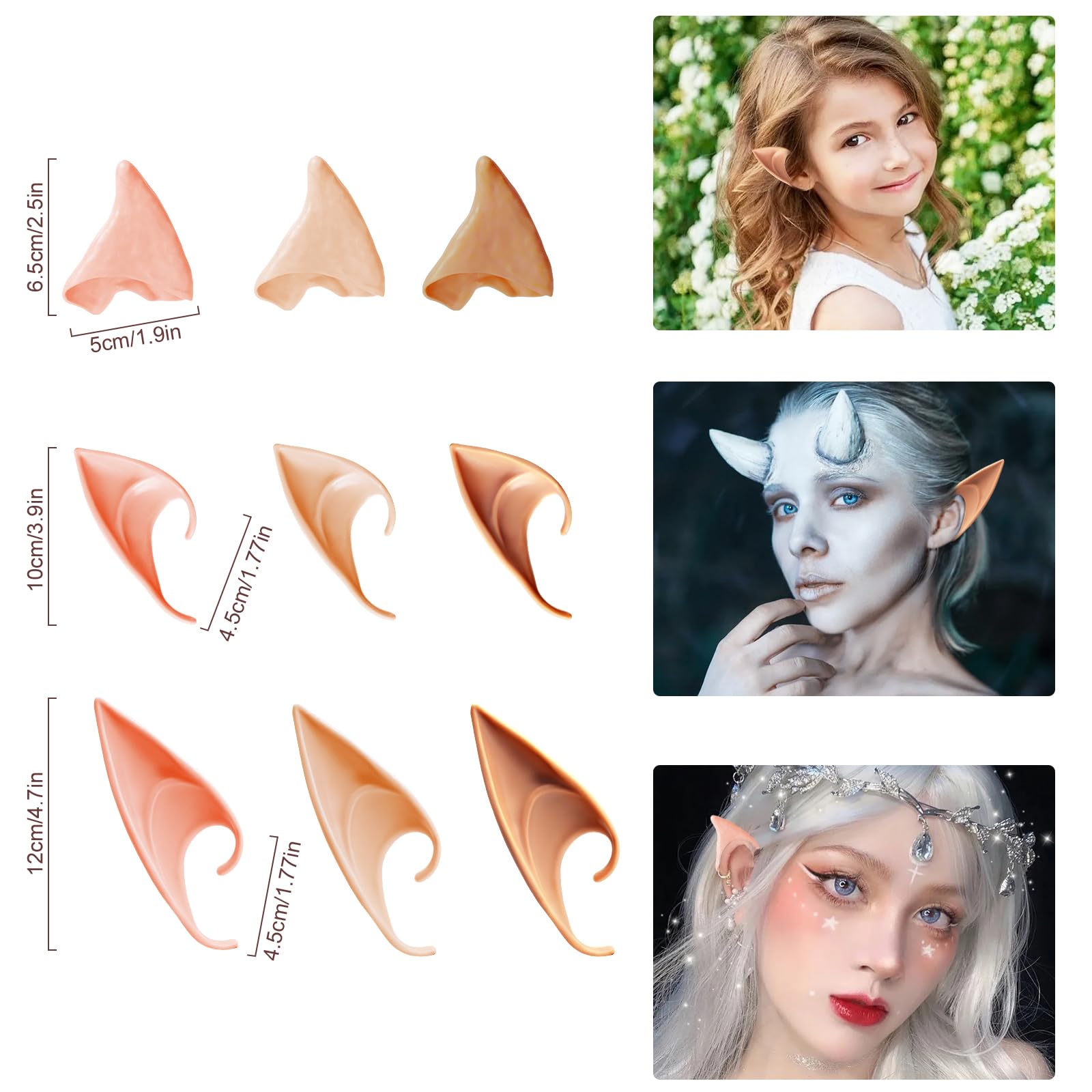 9 Paia Orecchie Da Elfo In Lattice - Per Cosplay, Halloween, Carnevale E Feste - Foto 14