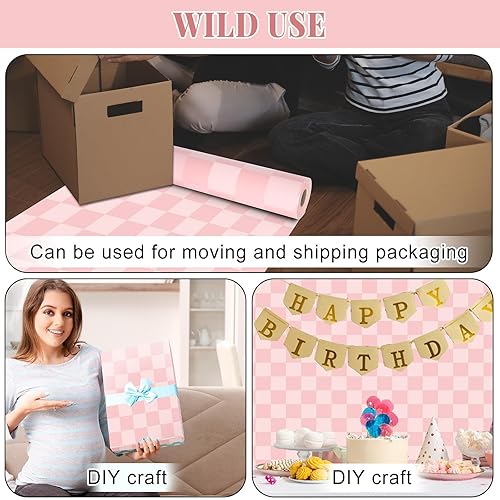 Miniatura 5 de Rollo de tablón de anuncios de color rosa a cuadros, color rosa pastel, reutilizable, impermeable, borrable, de tela no tejida, para el día de la