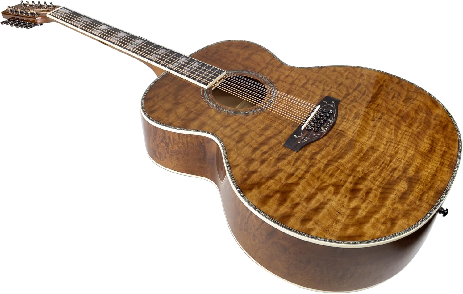 TARIO 12 Strings Acoustic Jumbo Body Guitar Quilted Maple body Maple Neck Natural