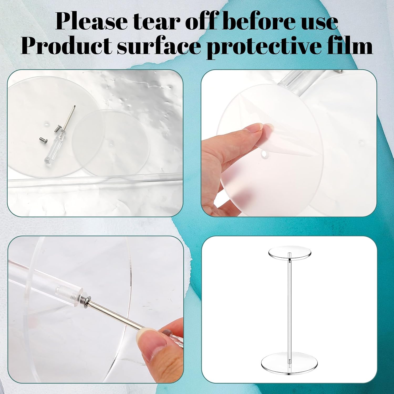 6 Pcs Hat Stands, 12 Inches Round Transparent Base, Sturdy Wig Hat Display Stand, for Displaying Hats, Perfumes, Jewelry, Watches