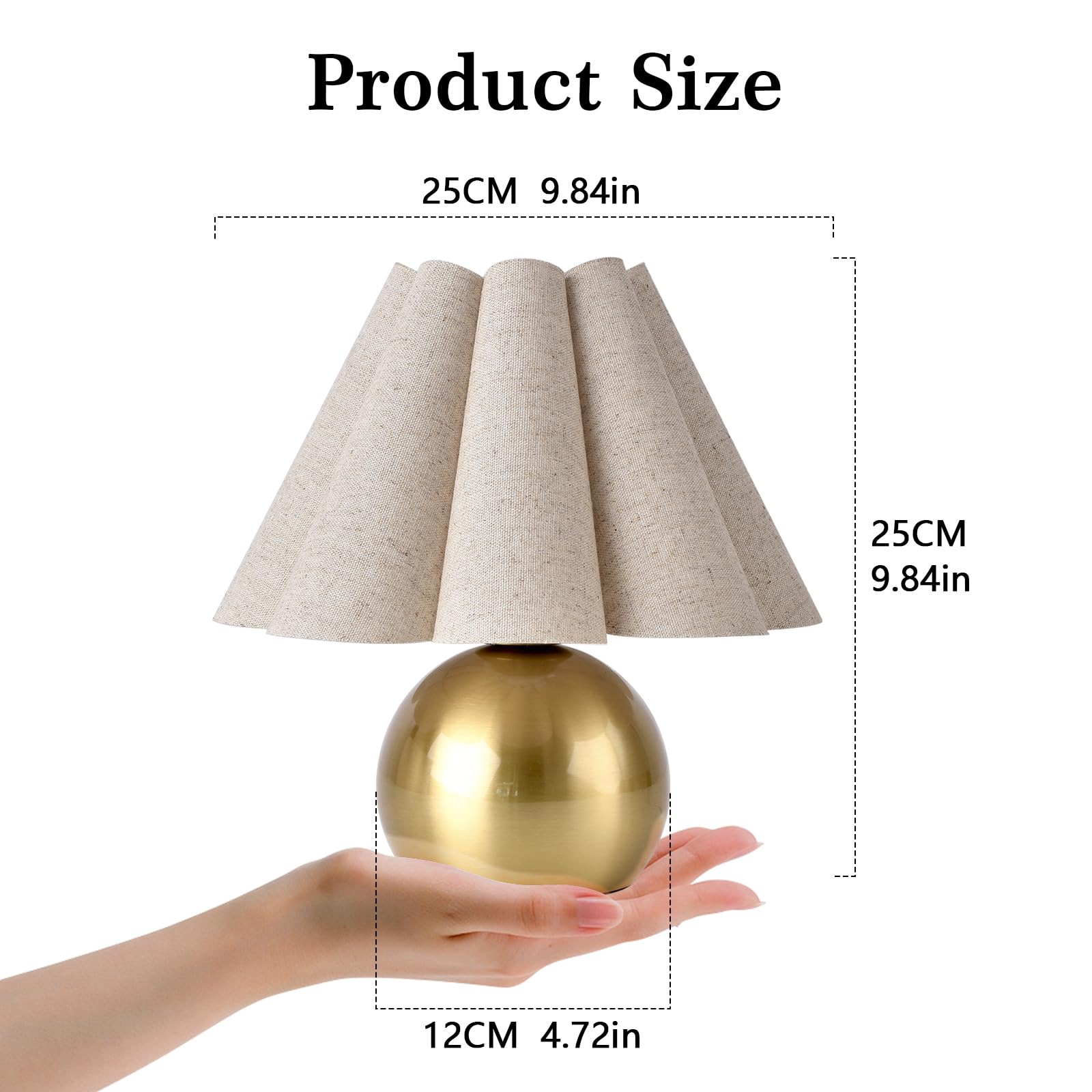 Lámpara de mesa dorada con control táctil pequeña para dormitorio, lámparas de noche doradas de latón para mesita de noche, lindas mini lámparas de mesa pequeñas para espacios pequeños con pantalla 3