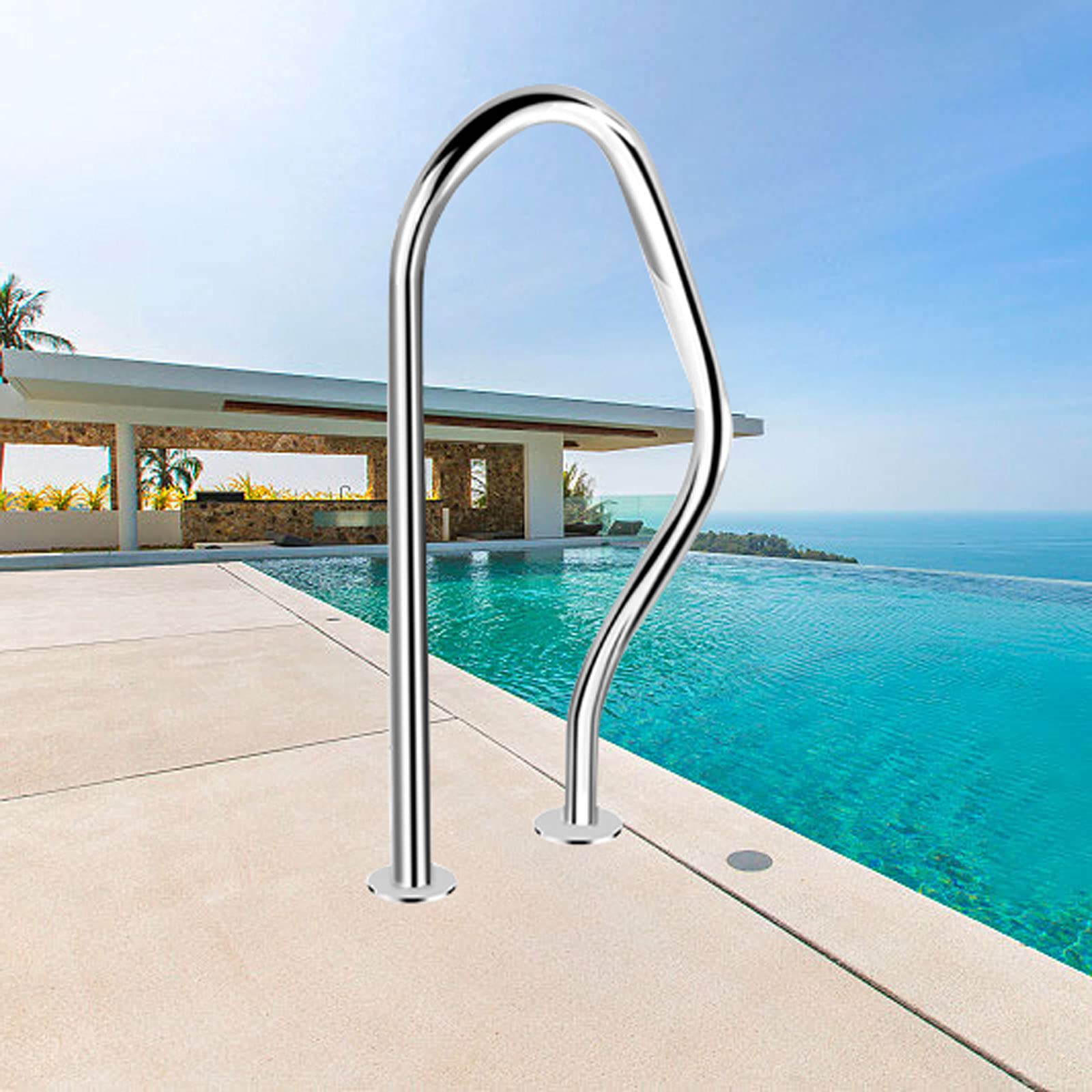 Main courante de piscine et rampe en inox pour spa et bains thermaux