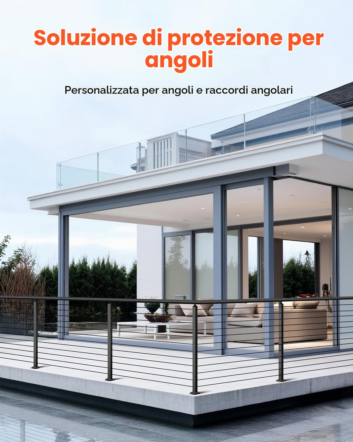 VEVOR Ringhiera per Recinzione da Balcone 1067x100x100 mm Palo per Pannello da Giardino Balcone Fori a Forma L in Acciaio Inox, Picchetti Preforati, Kit di Palo per Balaustrata da Terrazza