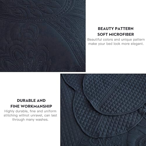 Vista 105 de Colcha extragrande tamaño King, funda de cama ligera ultrasónica, patrón de cachemira, reversible, 5 piezas, 100% microfibra, blanco puro 1-amarillo