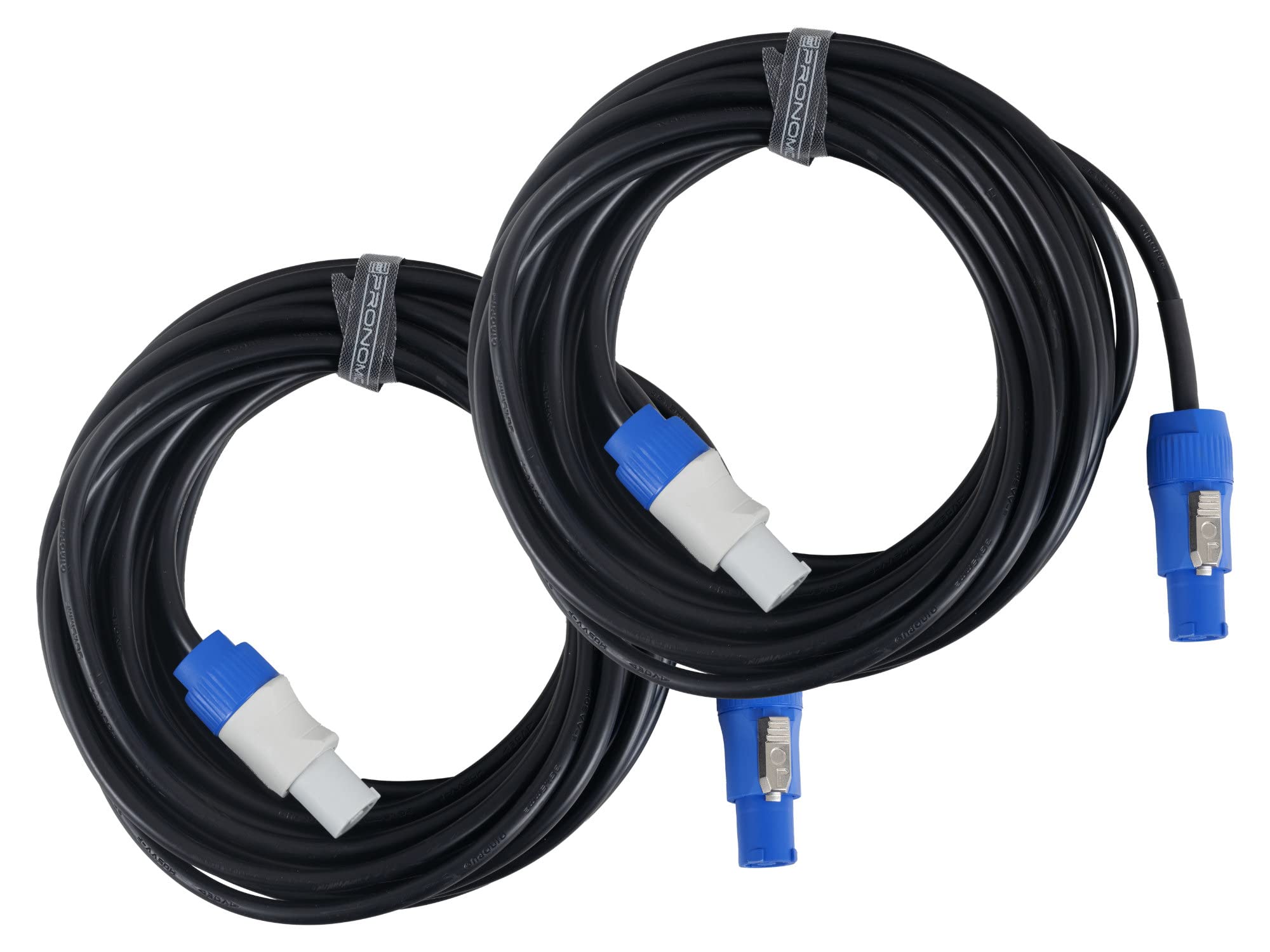 Set Cavi Pronomic Power Twist 10-2 Cavi per Alimentazione di Attivi e Proiettori - Connettori Compatibili PowerCon - Cavo (H05VV-F) con 3x 1,5 mm² - Lunghezza: 10 m - Nero
