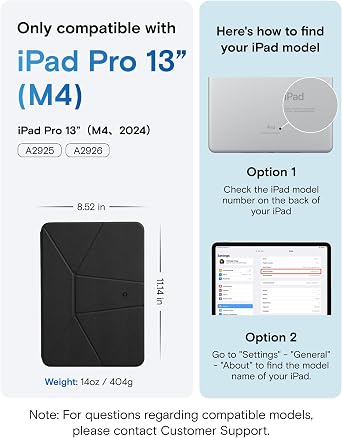 MOFT Dynamic Folio Case for iPad Pro 13 inch Jet Black & Pencil Holder for Apple Pencil