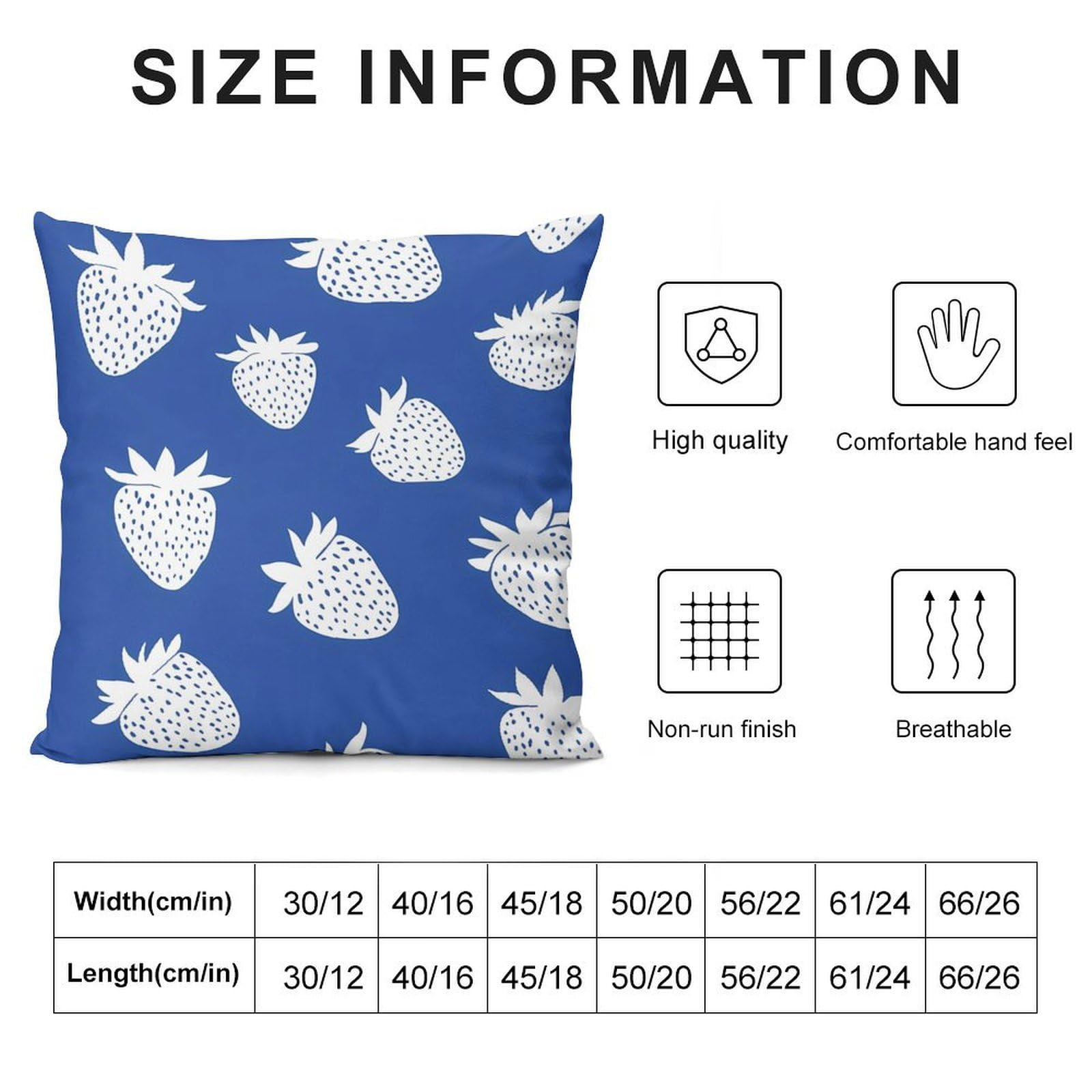 White Strawberry Decorative Throw Pillow Covers Plush Cushion Protect Case for Sofa Bedroom 24 
