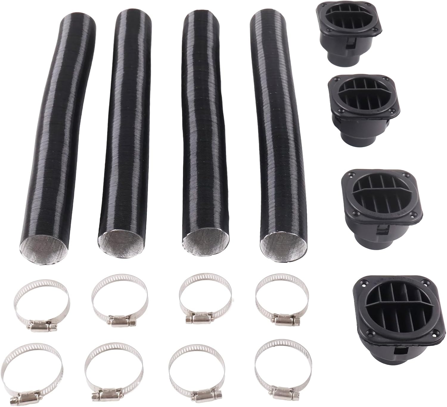 4X 42mm Diesel Heater Air Duct Hoses with 4X Air Vent Outlets Compatible with Eberspacher Airtronic Webasto Air Top Diesel Parking Heaters with 4 Holes