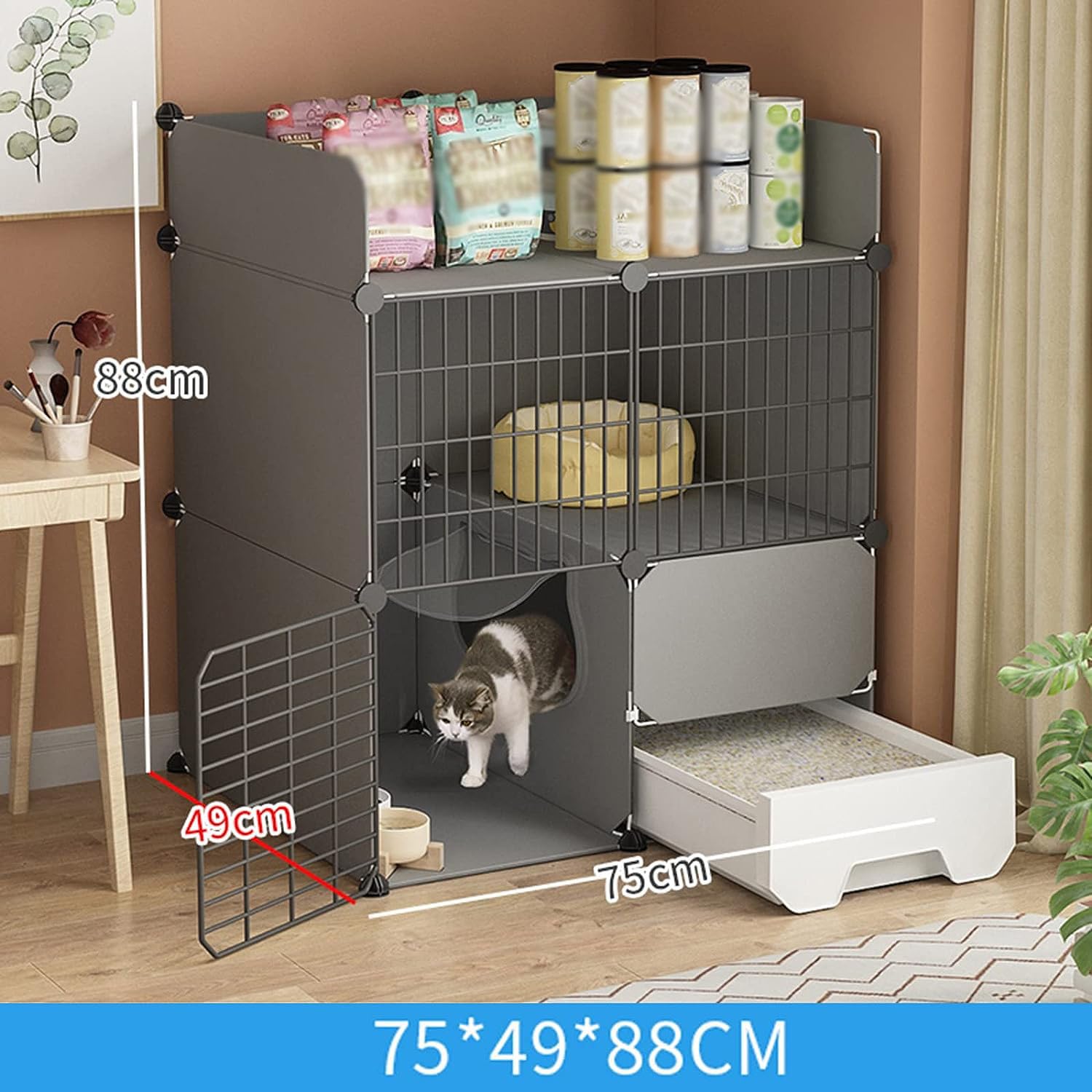 Jaula para Gatos de Interior - Parque Infantil para Gatos Jaula para Chinchillas Parque Infantil para Animales pequeños Jaula para Chinchillas para Roedores para Gatito Cachorro Conejo Ejercicio