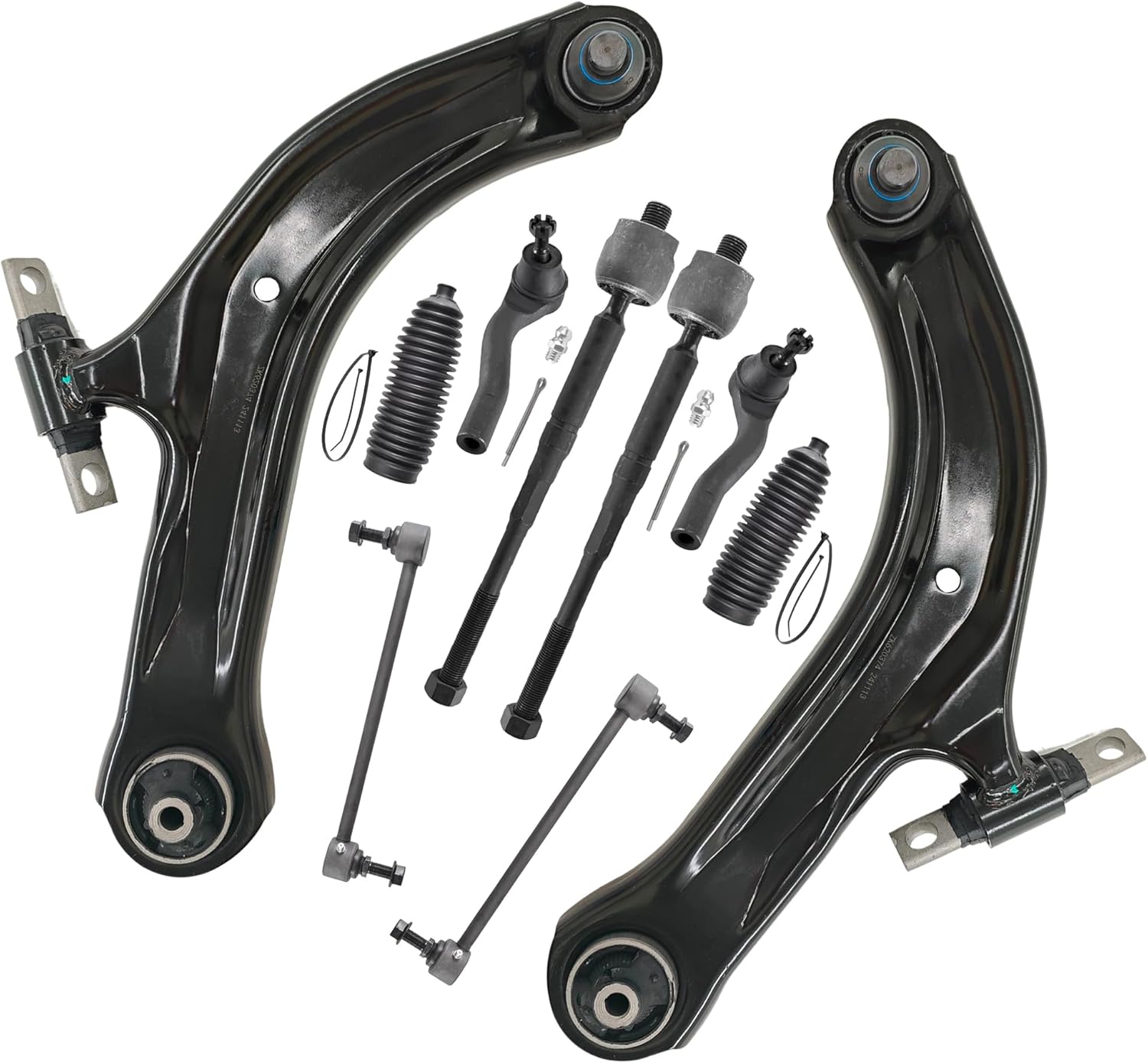 ASTARPRO 10pcs Front Lower Control Arm and Tie Rod End Inner and Outer with Boot and Sway Bar Link Compatible with 2007-2012 Nissan Sentra