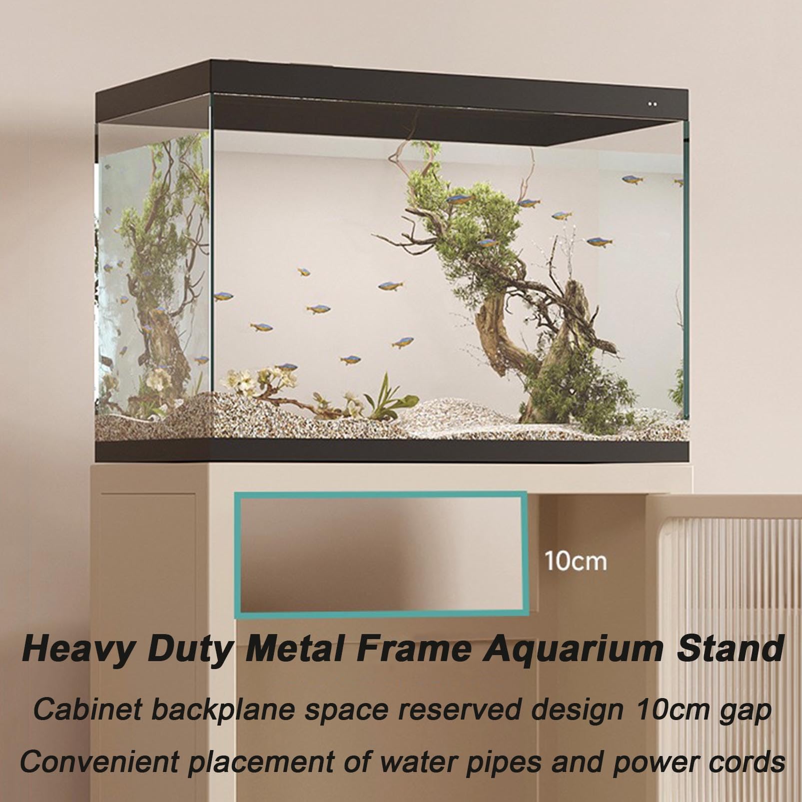 Wytrzymały stalowy stojak na akwarium bez konieczności montażu, 2 drzwi, stojak na zbiornik na gady, trwały stojak do akwarium, solidny stojak do terrarium, stół dla ryb i gadów