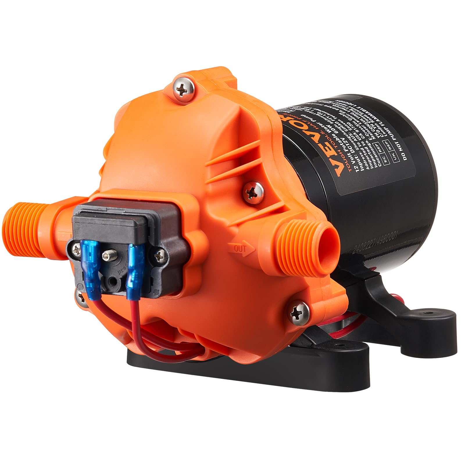 VEVOR Pompa membranowa 12 V, 1,8 GPM, 6,81 l/min, 3-komorowa pompa wodna 12 V DC z automatycznym wyłącznikiem ciśnienia 40 – 100 PSI, 60 PSI, port MNPT do kamperów, jachtów, kamperów, kamperów, łodzi