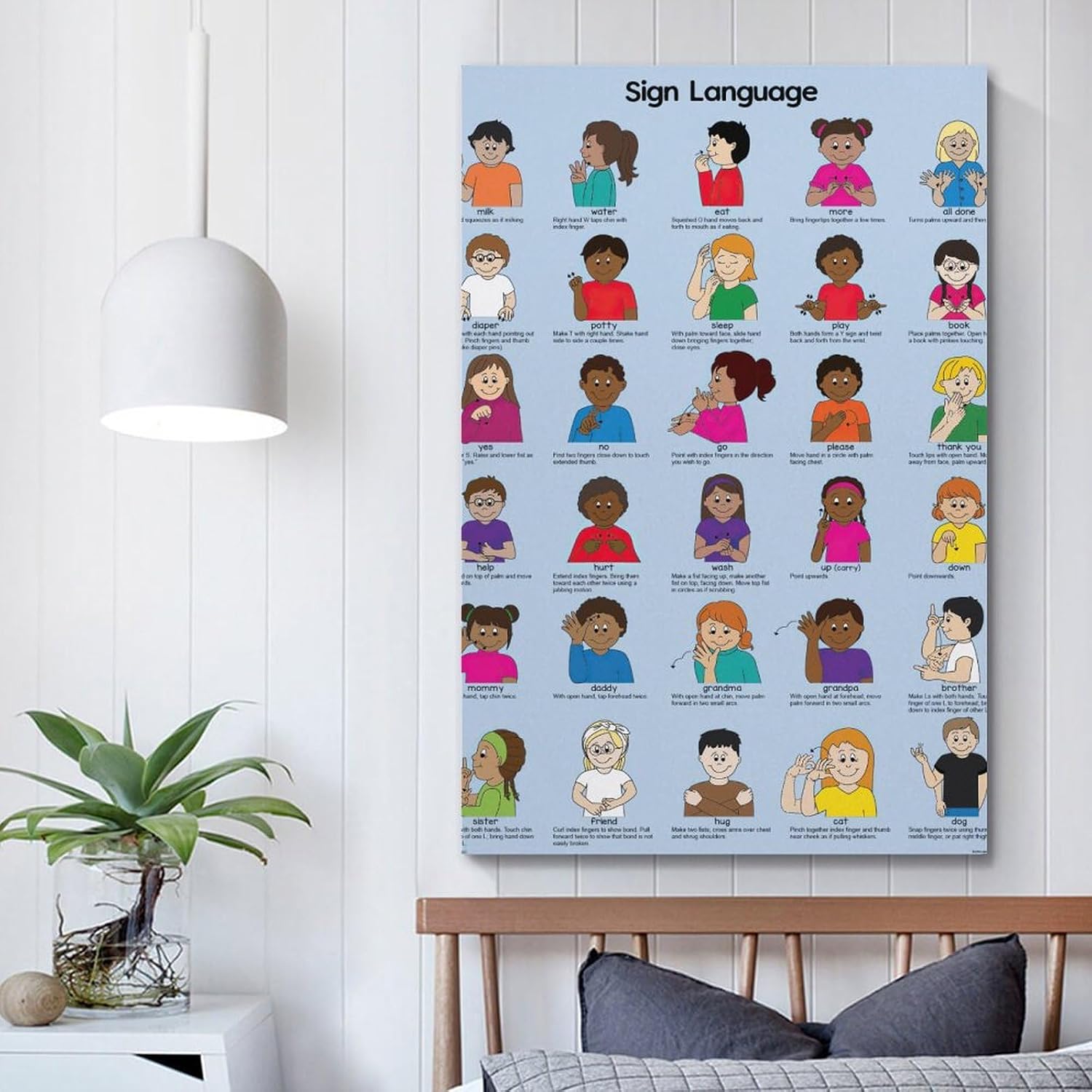 Ouyniei Baby Sign Language Poster Must Know Baby Signs Education Poster Poster Wall Art Canvas Aesthetic 16x24inch(40x60cm) Unframe-style image 5