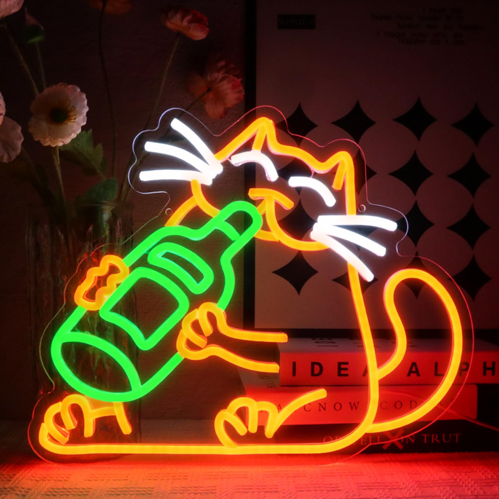Insegna Luminosa A LED A Forma Di Ape E Miele - Luce Al Neon Per Parete, Regolabile, Telecomando, Decorazione Per Camera, Festa, Bar - 2
