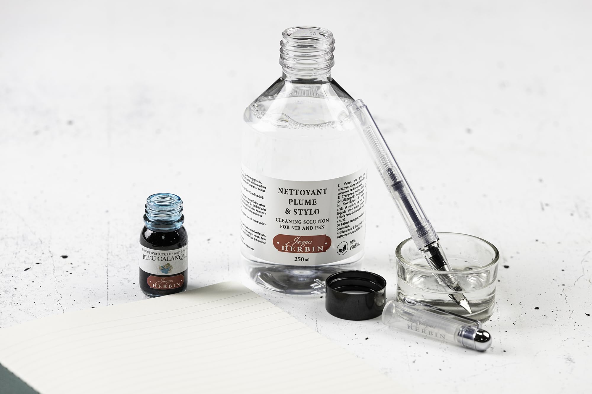Jacques Herbin 12400T- Un flacon de nettoyant pour plumes, stylo-plumes et stylos roller 250 ml