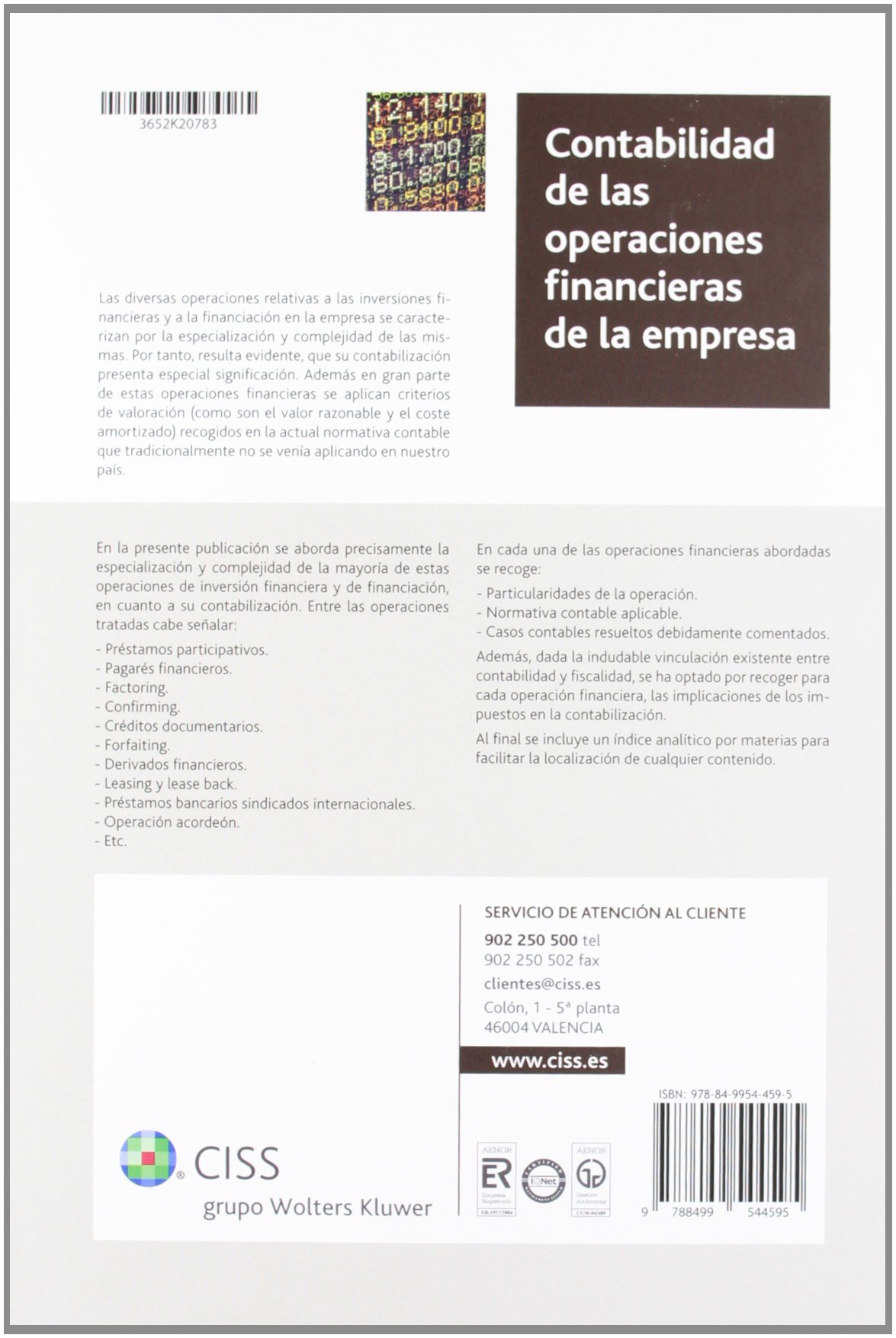 Contabilidad de las operaciones financieras de la empresa (SIN COLECCION)