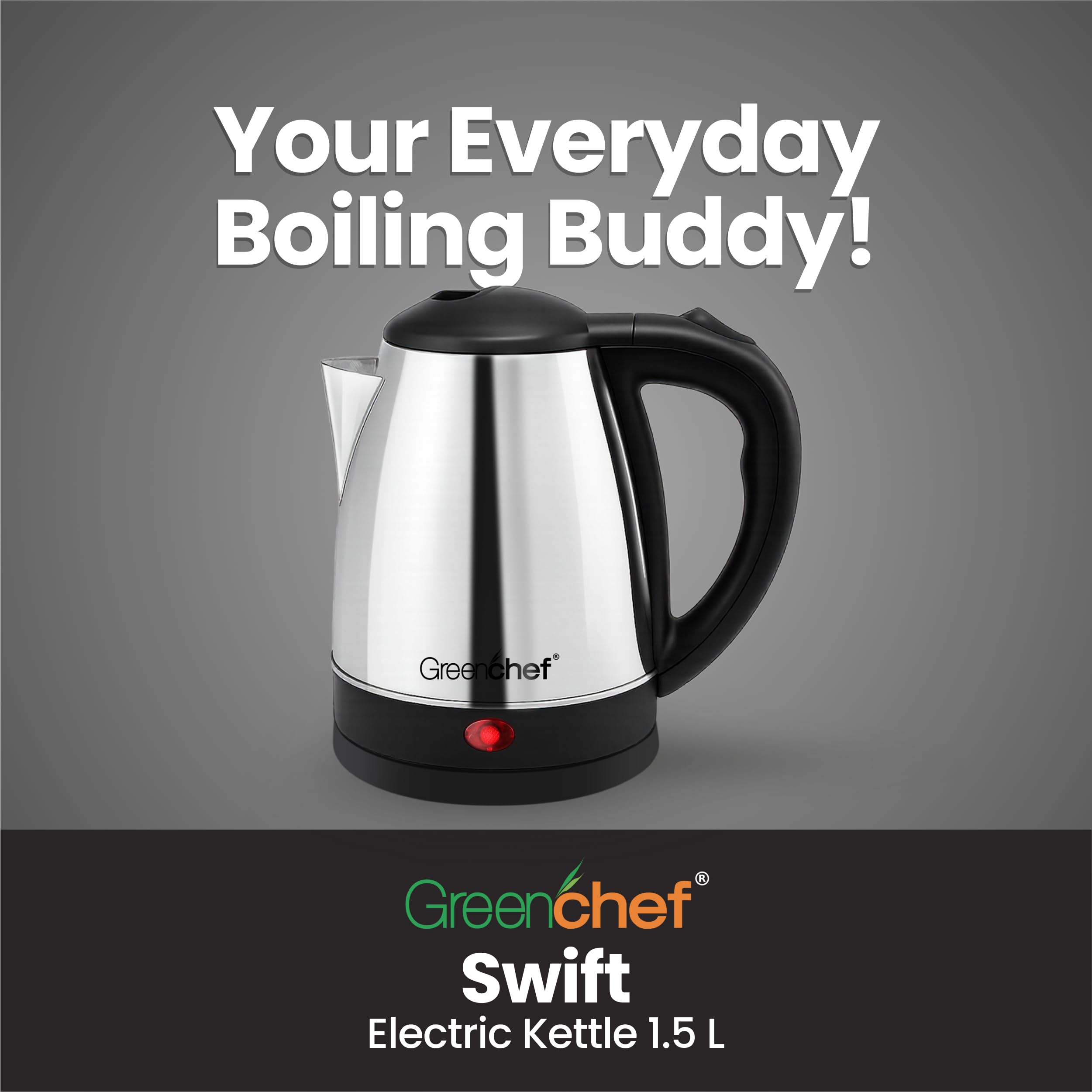 GREENCHEF Swift Electric Kettle 1.5 Litre 1500 watts with Stainless Steel Body