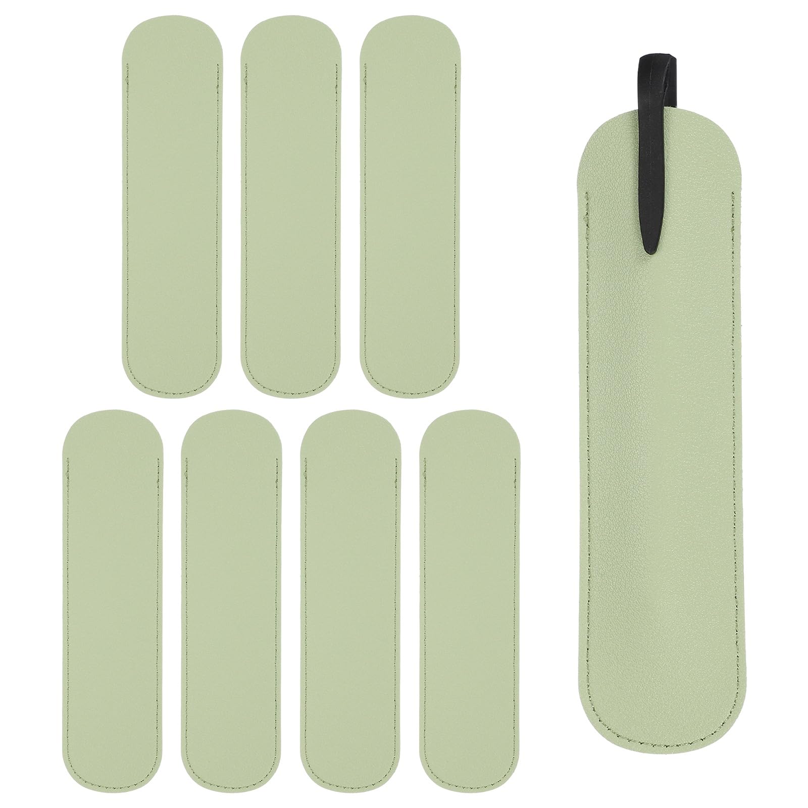 PATIKIL 6 Inch Pen Sleeve Case, 8Pcs PU Leather Pen Pouch Single Fountain Pouch Protective Cover Holder for Office Ballpoint Pencils Touch, Matcha
