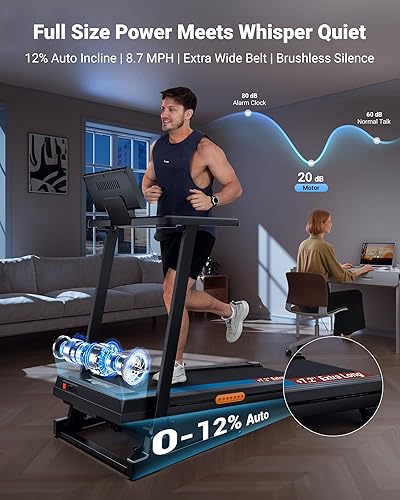 Miniatura 2 de THERUN Cinta de correr con inclinación, caminadora inclinada, cintas de correr motorizadas sin escobillas para un funcionamiento silencioso Naranja