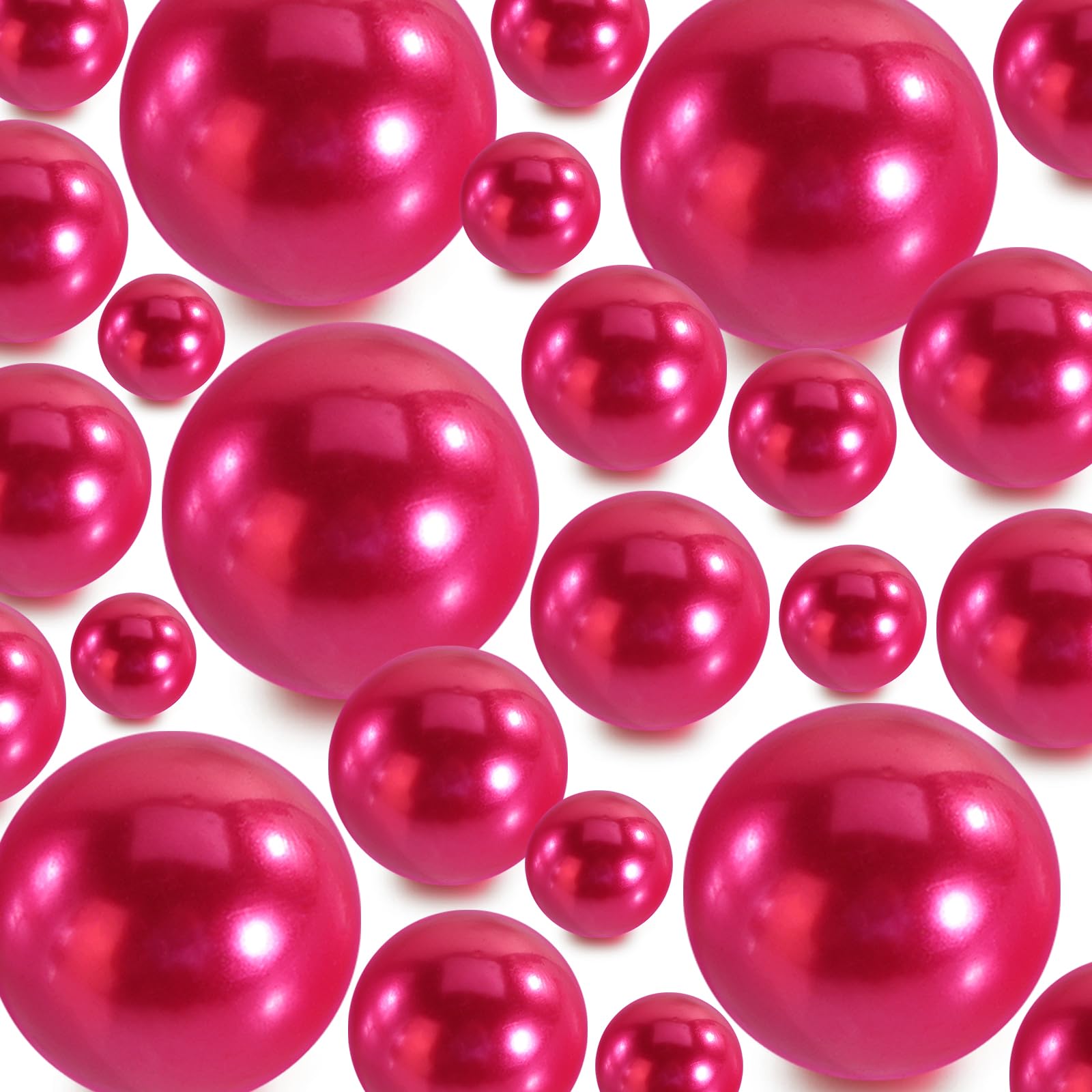 Vase Filler Beads 60PCS Rose Red Floating Bead for Centerpieces Vases Fake Pearl for Floating Candles Wedding Table Birthday Theme Party Home Decor Makeup Brush Beads No Hole (Rose Red)